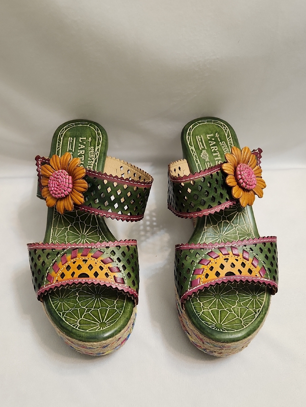 L'Artiste Spring Step Virgie Floral Platform Espadrille Sandals (W Size 40)